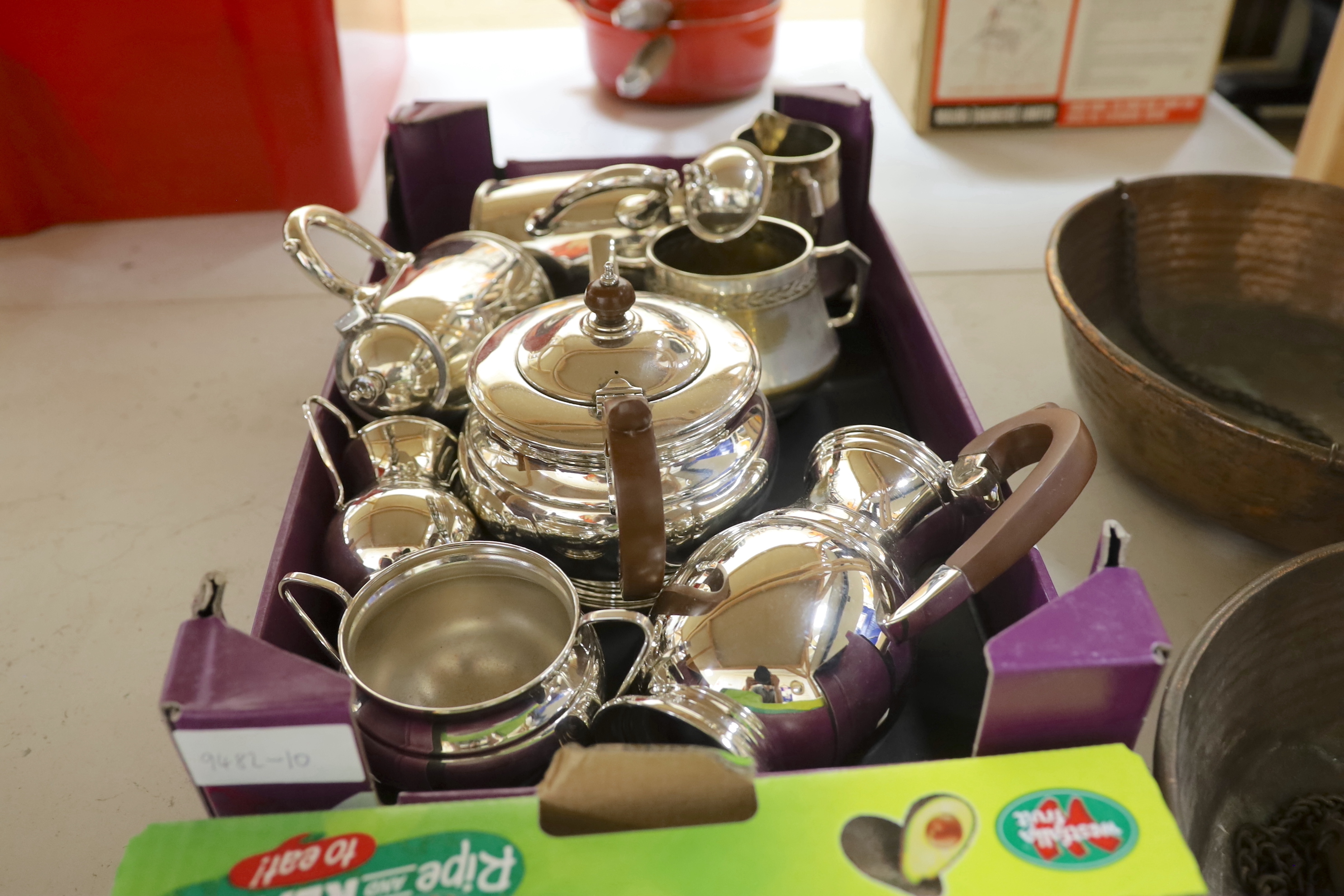 A quantity of silver plated tea wares